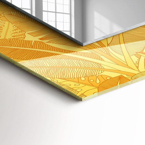 Specchio con cornice stampata Foglie con motivo arancione