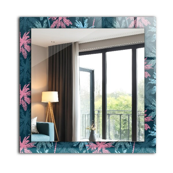 Specchio con cornice stampata Disegno a colori delle palme