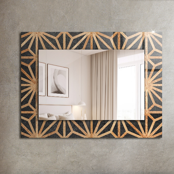 Specchio con cornice stampata Motivo geometrico in legno