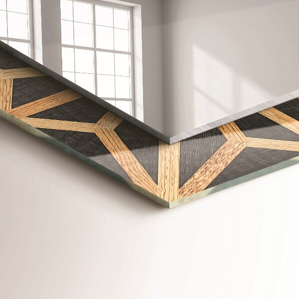 Specchio con cornice stampata Motivo geometrico in legno