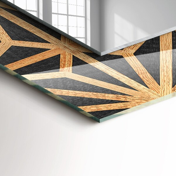 Specchio con cornice stampata Motivo geometrico in legno