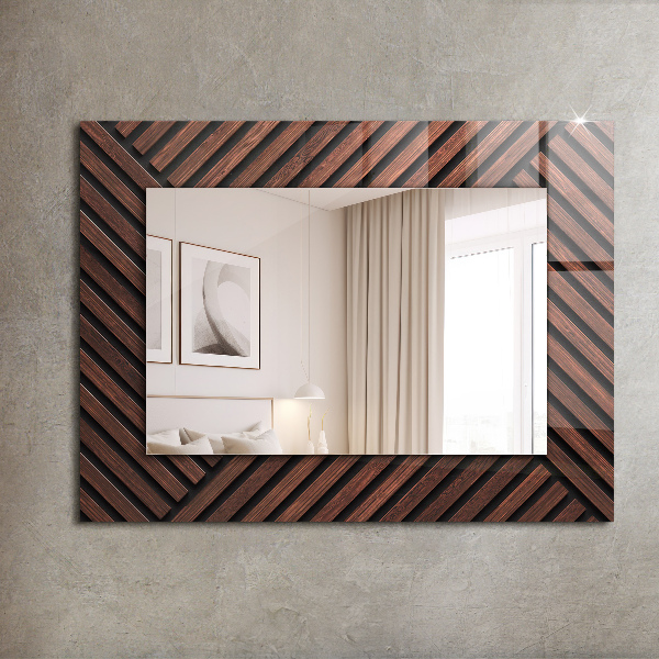 Specchio stampato Strisce diagonali in legno
