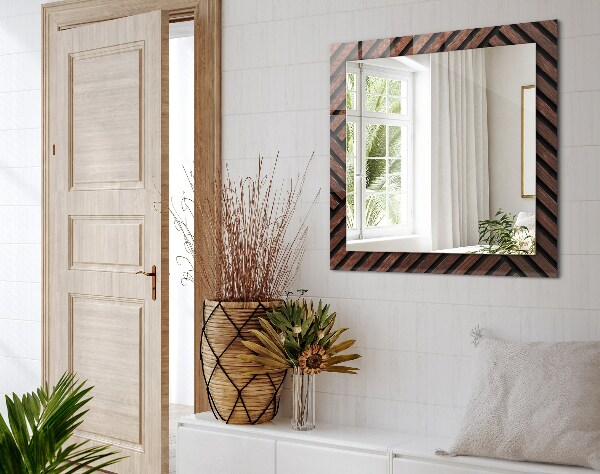 Specchio stampato Strisce diagonali in legno
