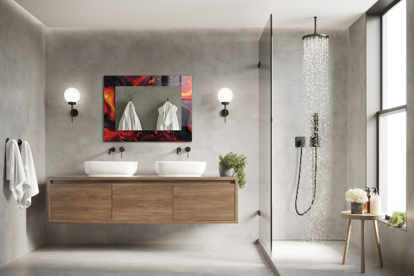 Specchio con cornice stampata Lava astratta