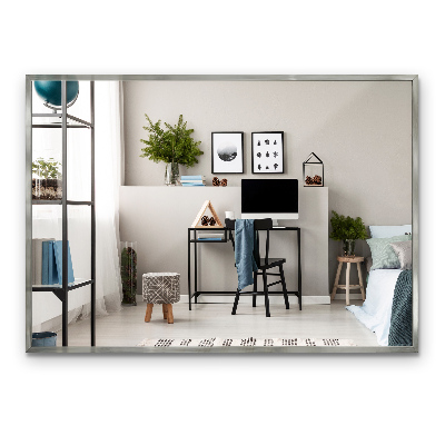 Specchio minimalista rettangolare con cornice argentata 100x70 cm