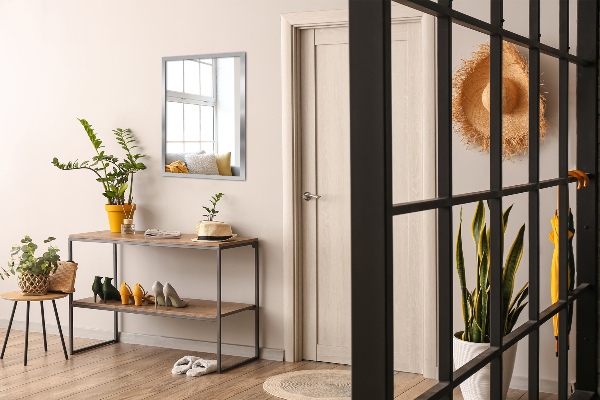 Specchio minimalista rettangolare con cornice argentata 100x70 cm