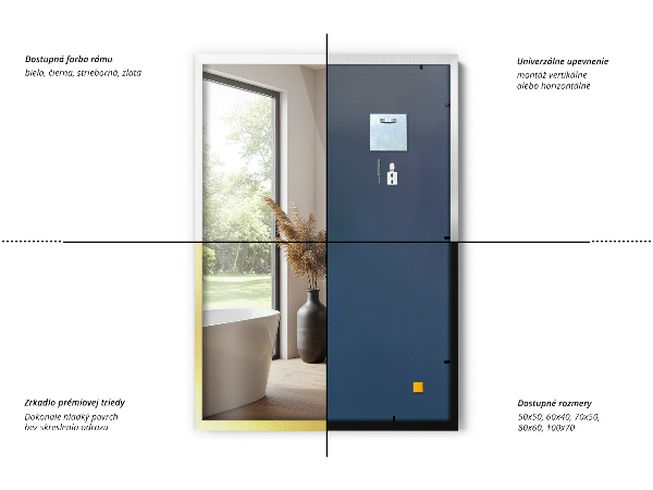 Specchio da parete cornice oro 80x60 cm