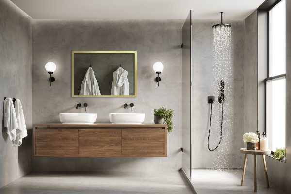 Specchio minimalista rettangolare con cornice dorata 100x70 cm