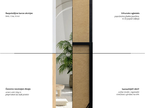 Specchio da terra bianco 36x156 cm