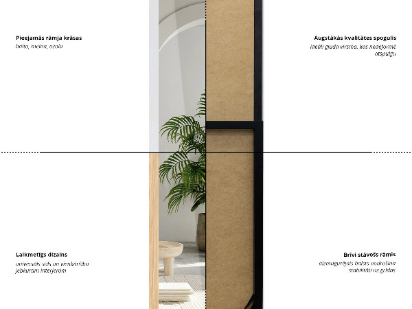 Specchio da terra nero 36x156 cm