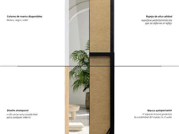 Specchio da terra rovere 36x156 cm