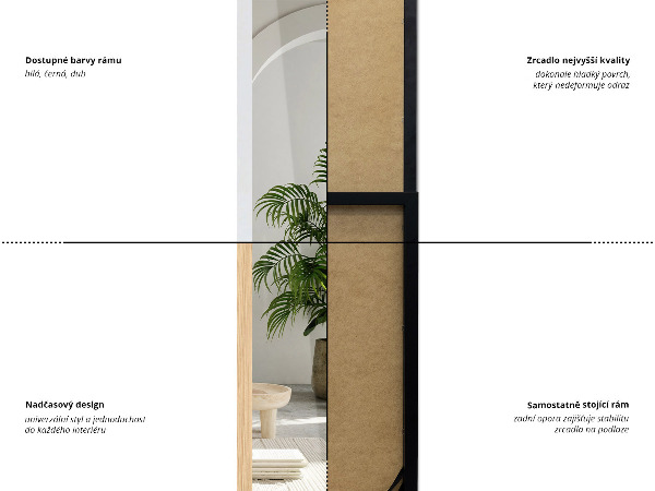 Specchio da terra rovere 36x156 cm