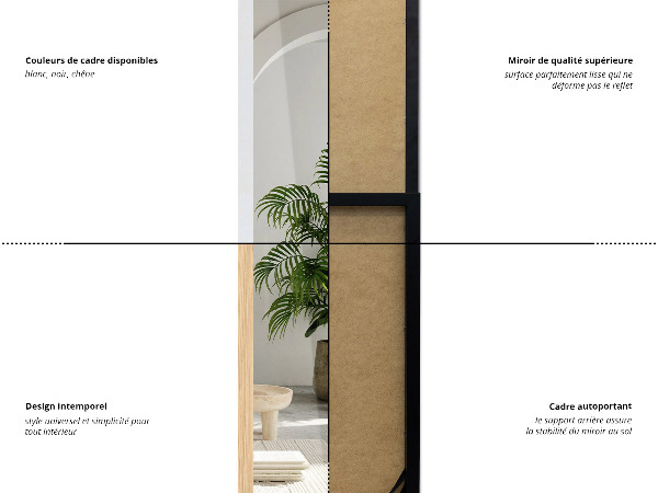 Specchio da terra rovere 36x156 cm