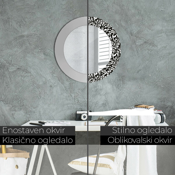 Specchio tondo con cornice stampata Ornamento