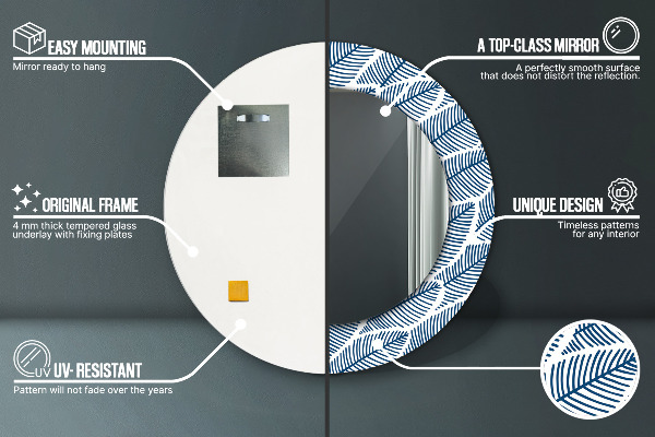 Specchio tondo decoro Foglie