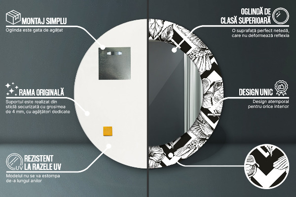 Specchio tondo decoro Colibrì