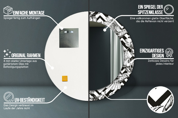 Specchio tondo decoro Colibrì