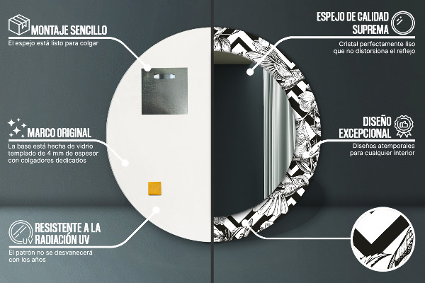 Specchio tondo decoro Colibrì