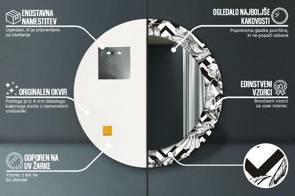 Specchio tondo decoro Colibrì