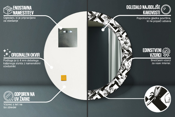 Specchio tondo decoro Colibrì