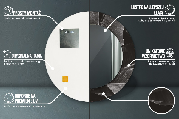 Specchio tondo decoro Palme tropicali