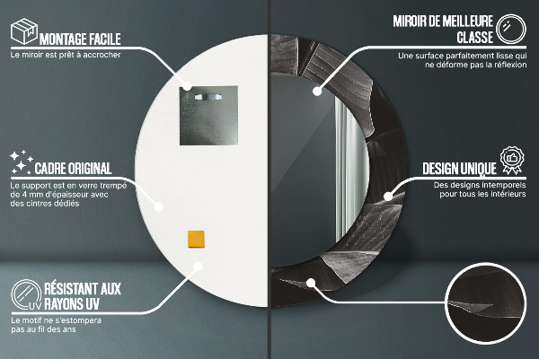 Specchio tondo decoro Palme tropicali