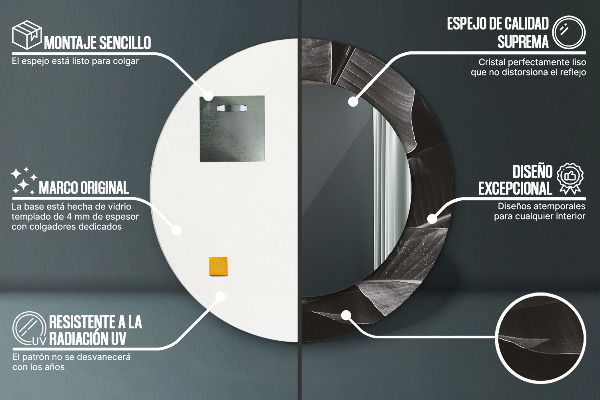 Specchio tondo decoro Palme tropicali