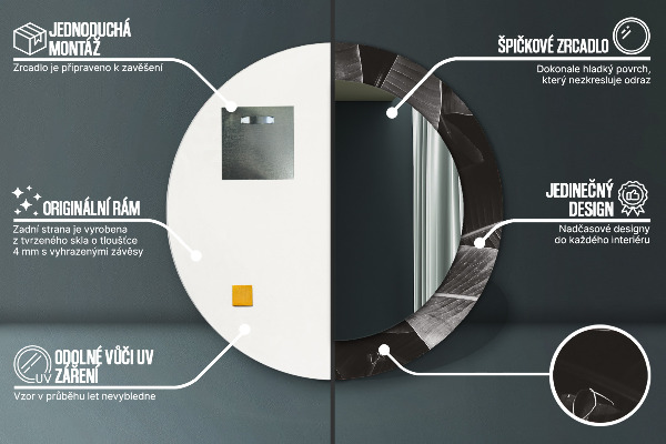Specchio tondo decoro Palme tropicali