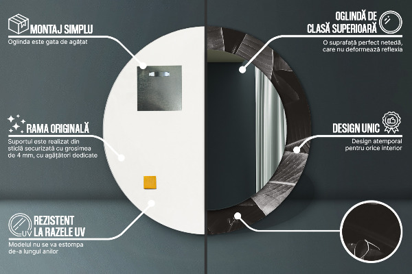 Specchio tondo decoro Palme tropicali