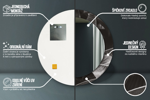 Specchio tondo decoro Palme tropicali