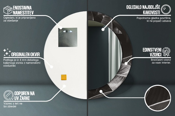 Specchio tondo decoro Palme tropicali