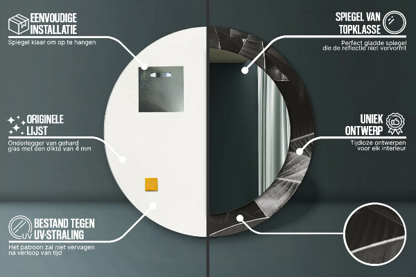 Specchio tondo decoro Palme tropicali