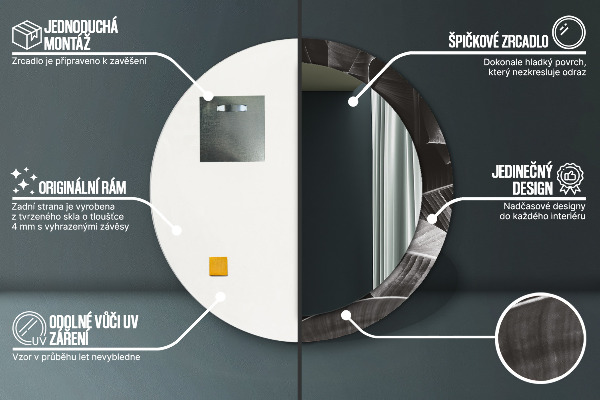 Specchio tondo decoro Palme tropicali