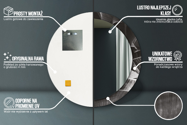 Specchio tondo decoro Palme tropicali