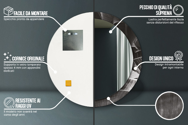 Specchio tondo decoro Palme tropicali