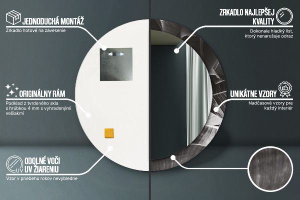 Specchio tondo decoro Palme tropicali