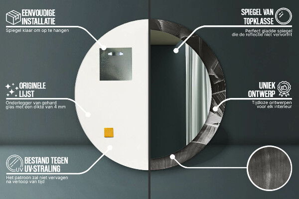 Specchio tondo decoro Palme tropicali