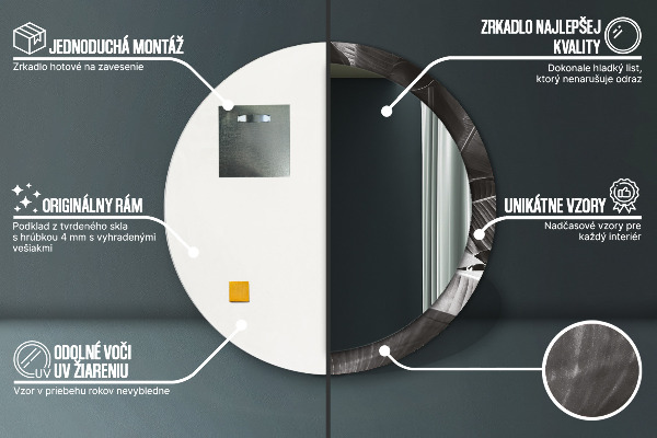 Specchio tondo decoro Palme tropicali