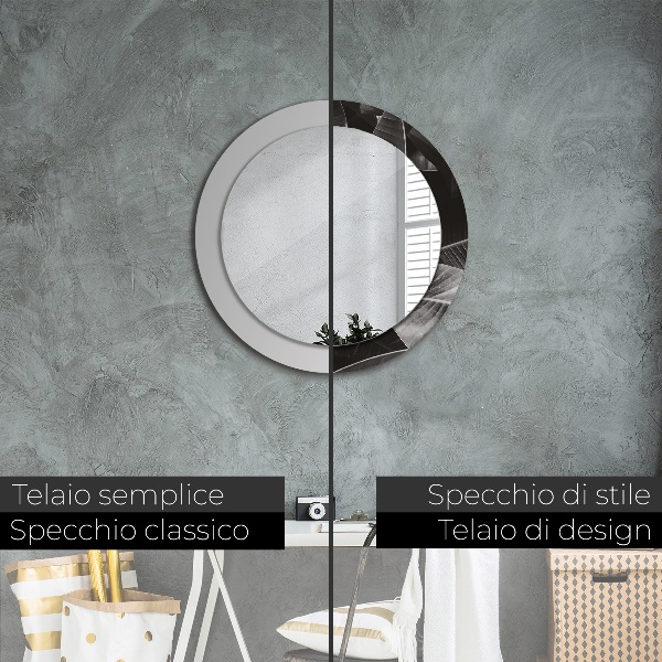 Specchio tondo decoro Palme tropicali