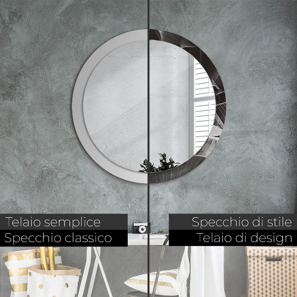 Specchio tondo decoro Palme tropicali