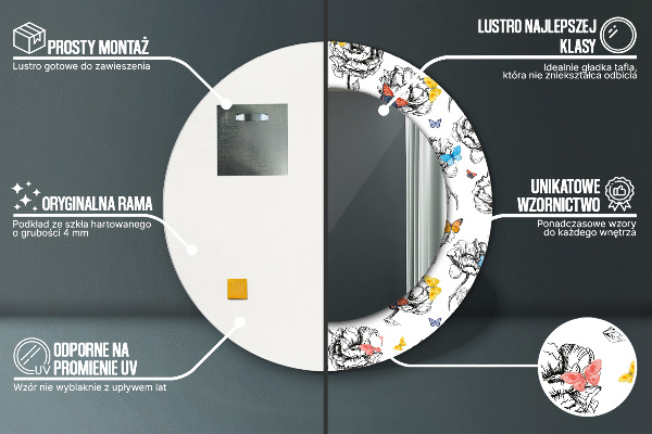 Specchio tondo decoro Farfalla