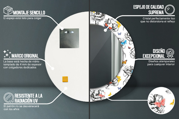 Specchio tondo decoro Farfalla