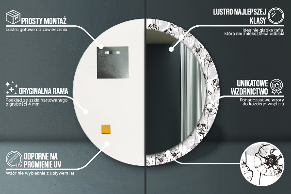 Specchio tondo decoro Fiori di papavero