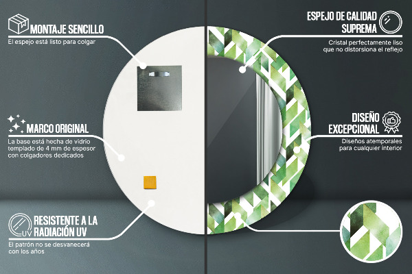 Specchio tondo decoro A spina di pesce