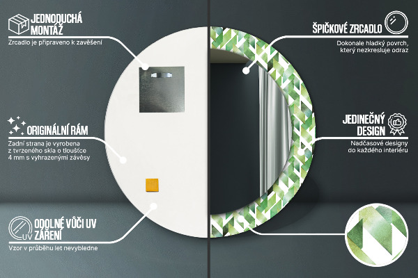 Specchio tondo decoro A spina di pesce