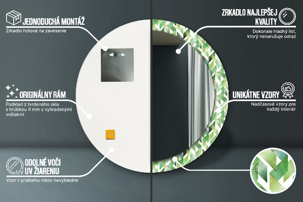 Specchio tondo decoro A spina di pesce