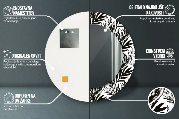 Specchio tondo con cornice stampata Mostro