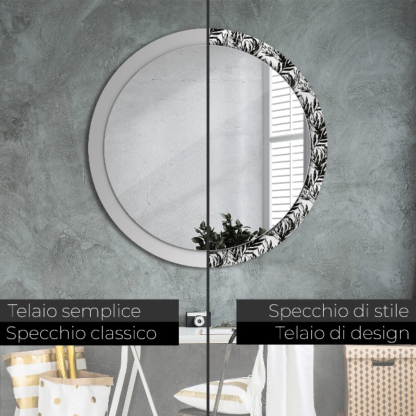 Specchio tondo con cornice stampata Mostro