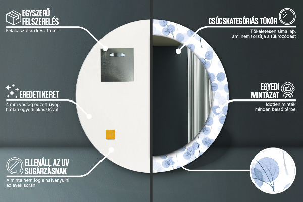 Specchio tondo con cornice stampata Carica i rami