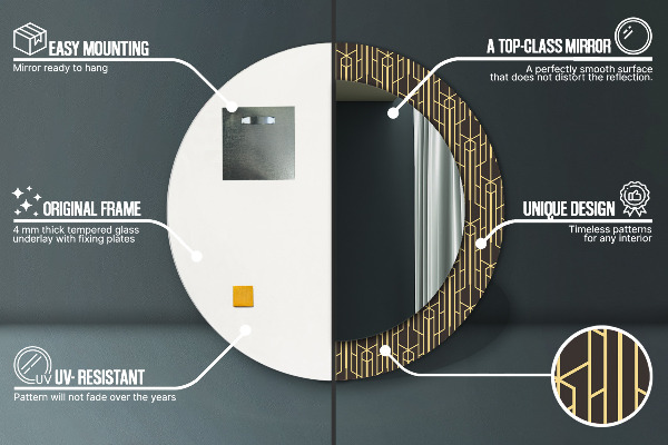 Specchio tondo con cornice stampata Astratto